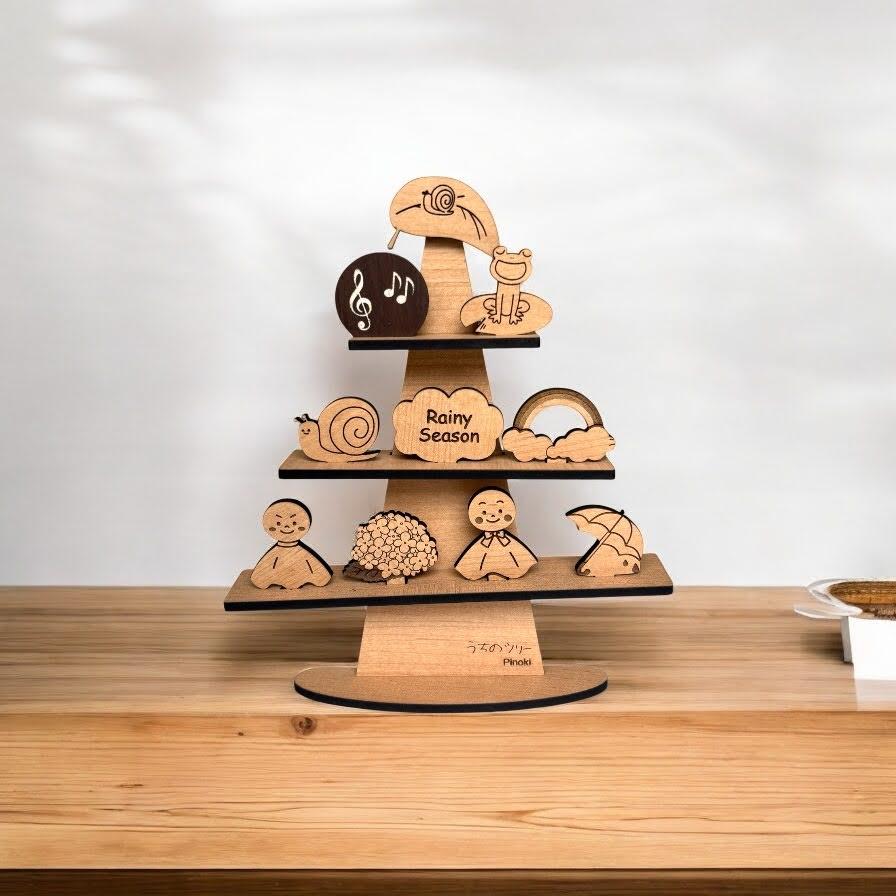 【単品購入】うちのツリー　梅雨パーツ　　６月　梅雨　雨　季節飾り　インテリア　2way　壁掛け　置き型 | 3枚目